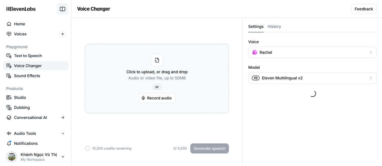 Generate audio with cartoon voices at ElevenLabs