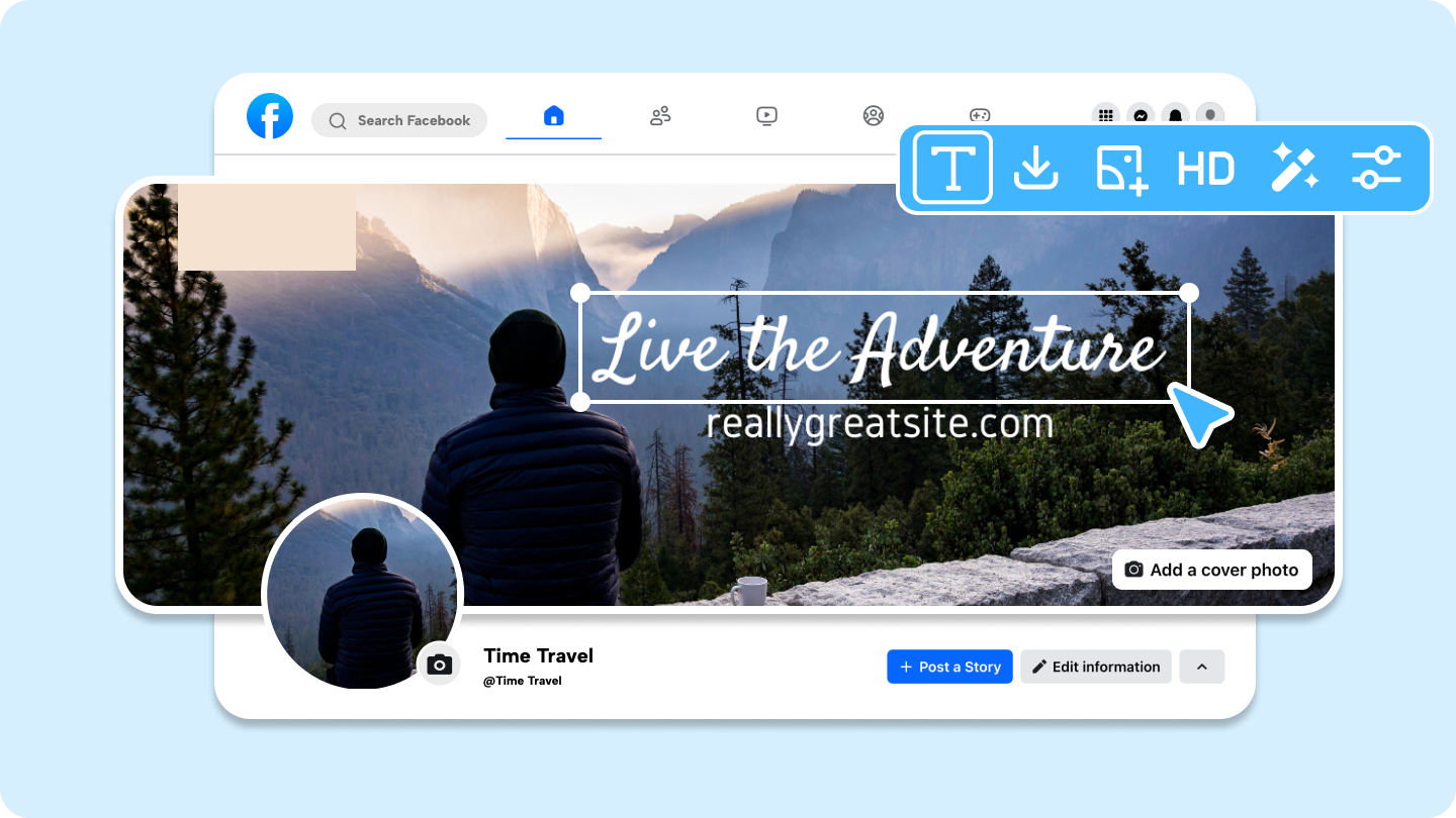 cara membuat foto muka depan Facebook