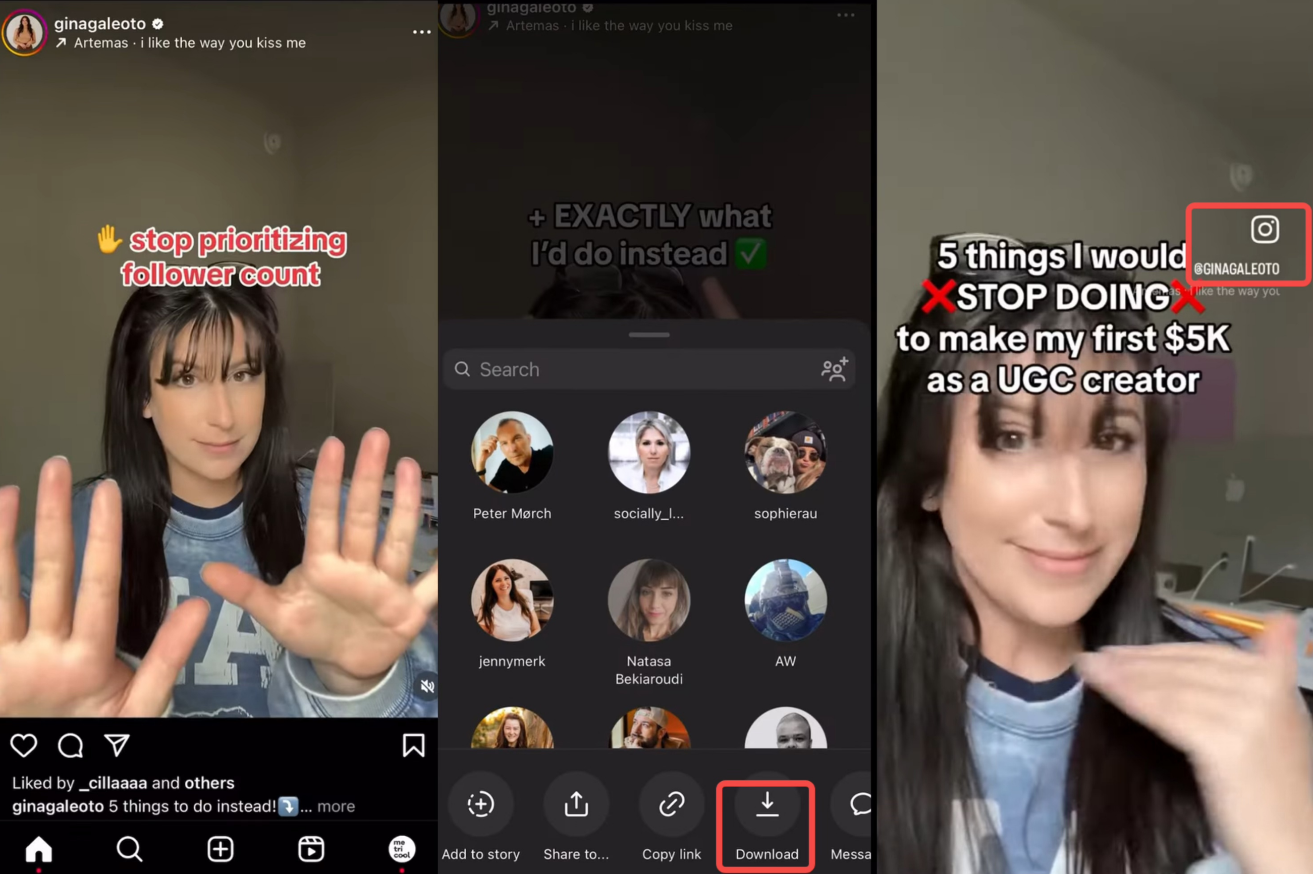 Immagine che mostra come scaricare Reel da Instagram