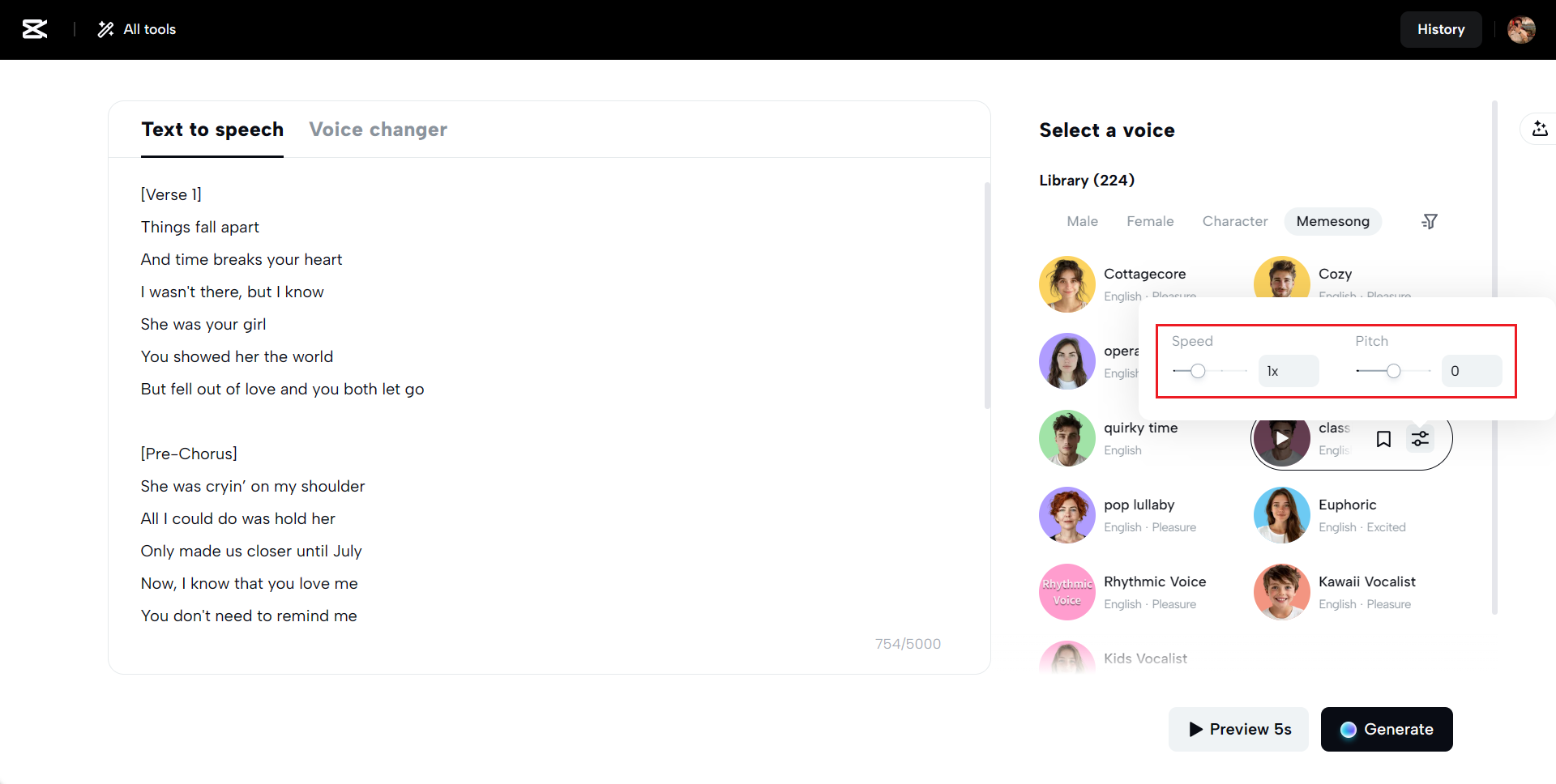 Tweak singing speed and pitch