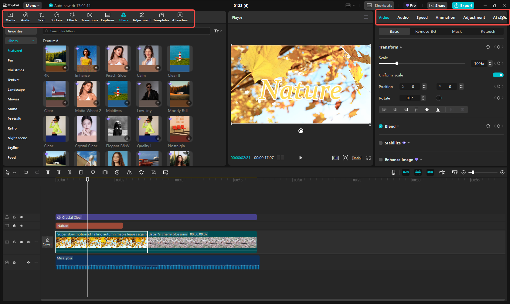 Editing the YouTube video in CapCut