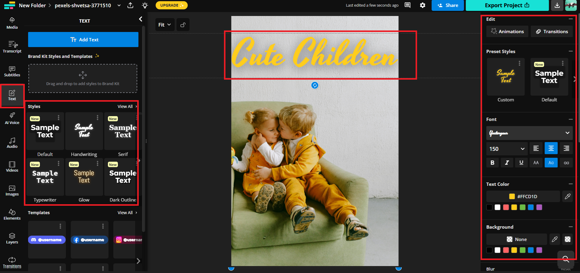 Choose and edit text styles