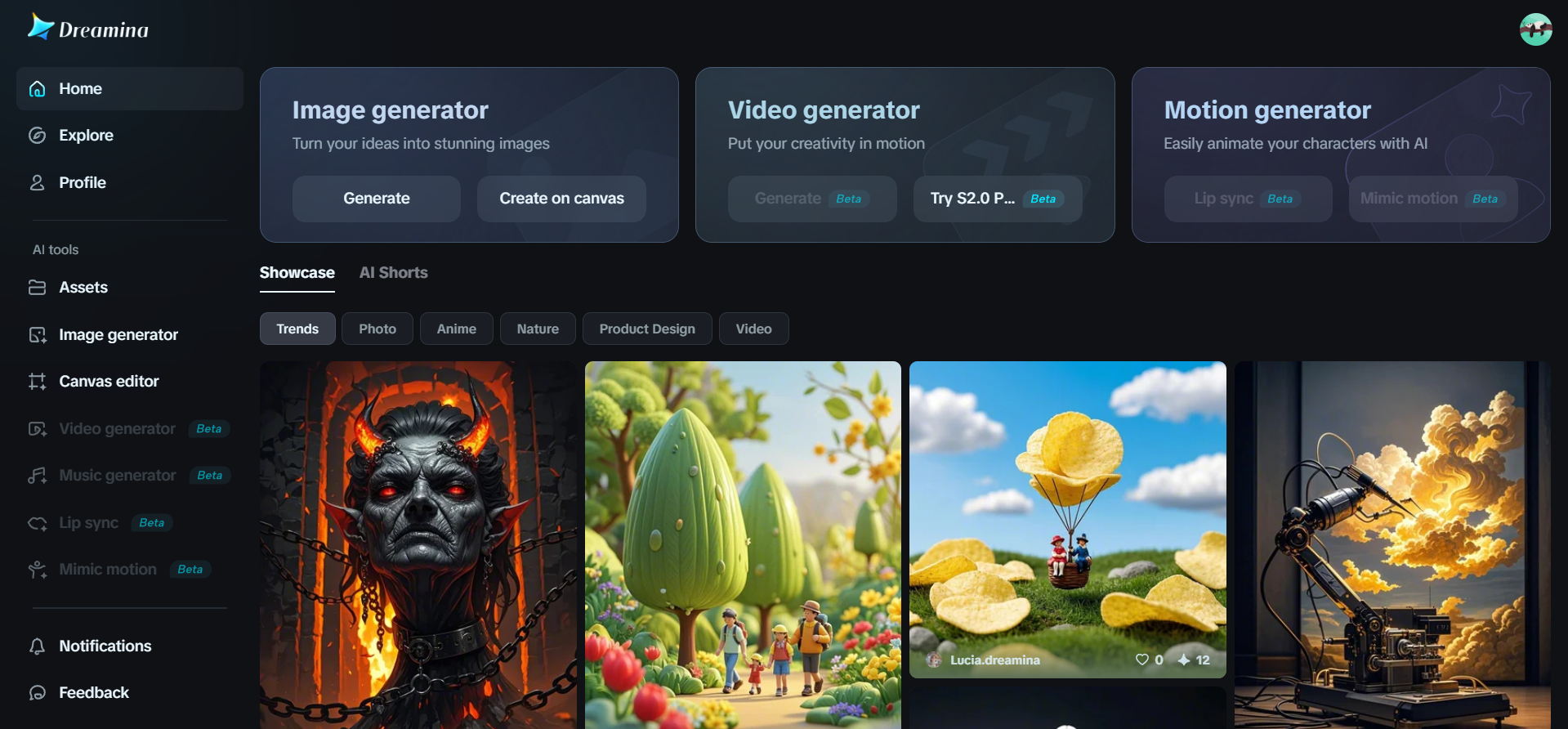 Homepage ng Dreamina