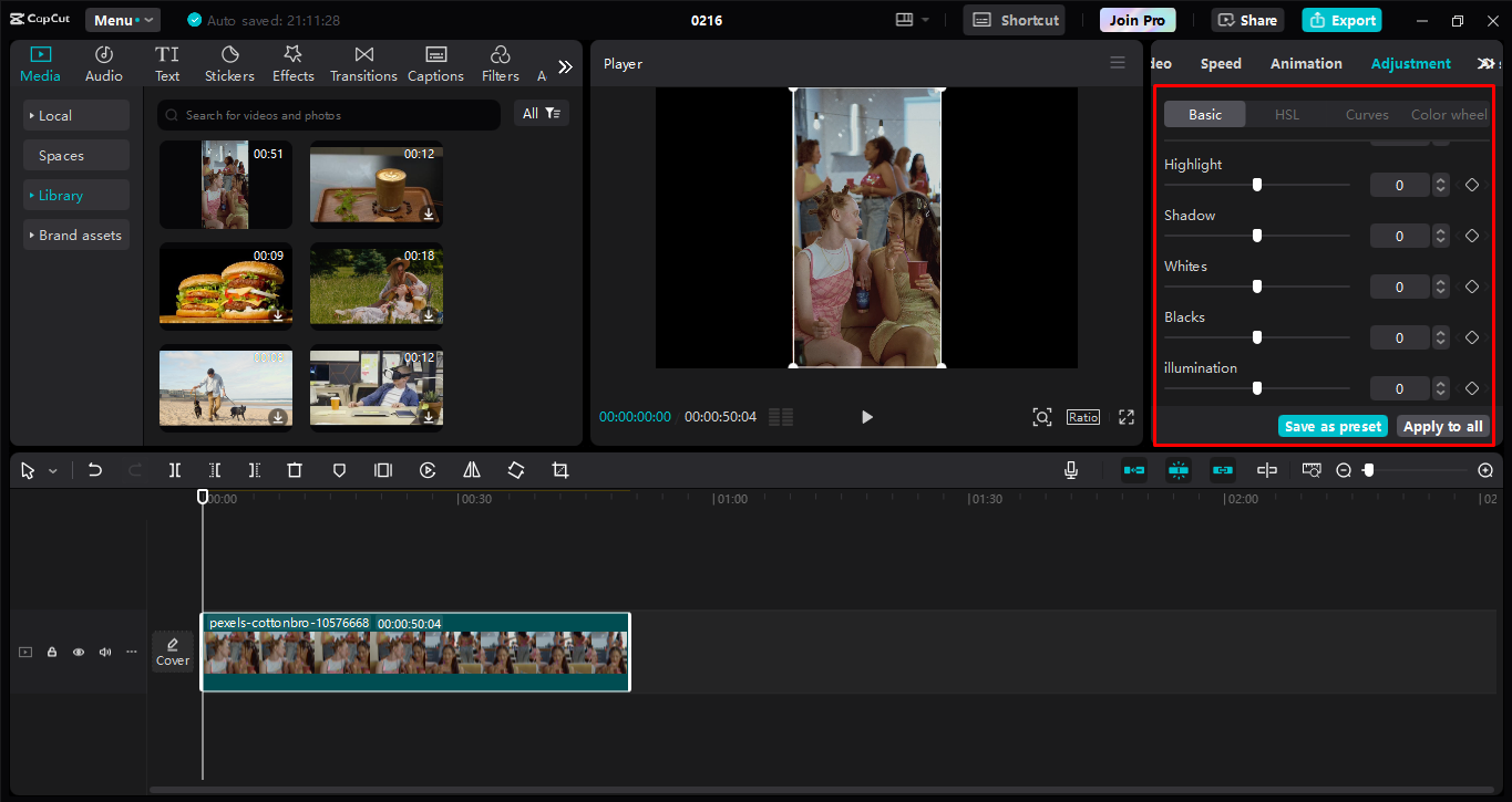 Customizing the Reel in the CapCut desktop video editor