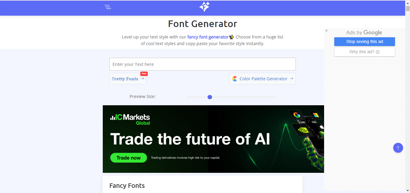Interface de FontGenerator.cc - l'outil parfait pour obtenir une écriture de texte élégante