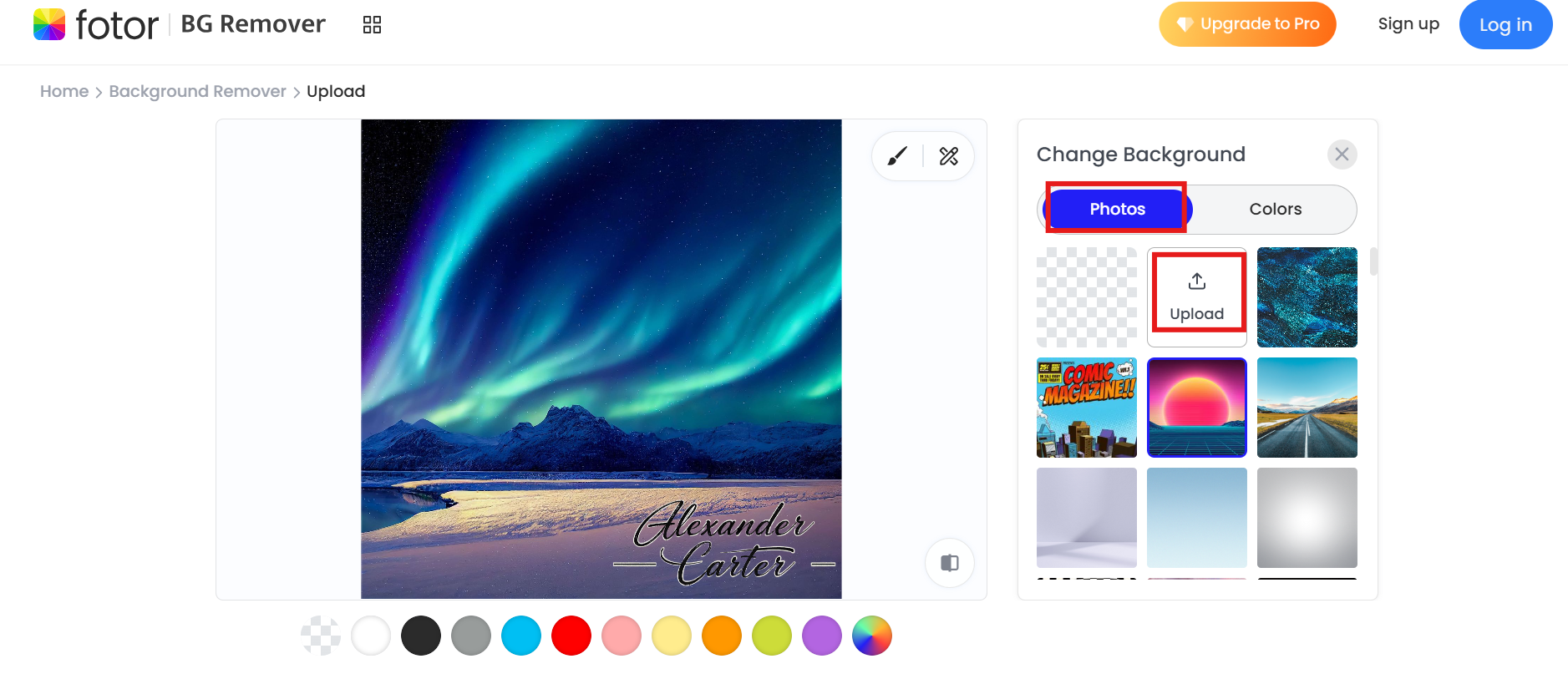 télécharger une photo pour changer d'arrière-plan