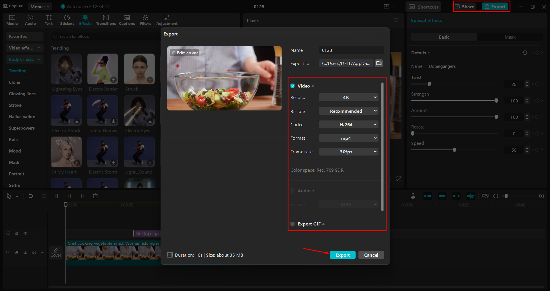 Mengekspor video dari editor video desktop CapCut