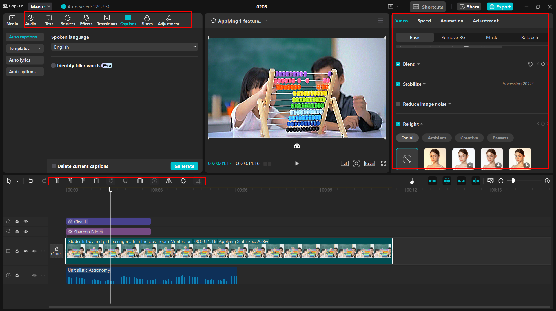 Mengedit video dengan ciri AI editor video desktop CapCut