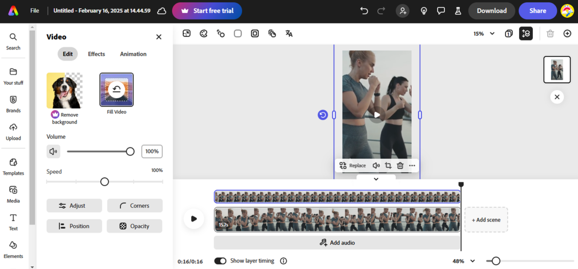 Antarmuka Adobe Express - salah satu pembuat gulungan Instagram gratis yang terkenal