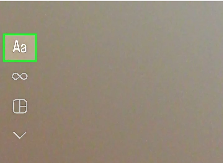 Entering the Create mode to write on Instagram Story