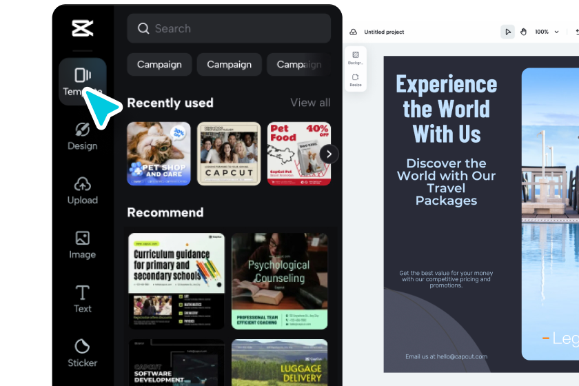 Log into CapCut for free. Create your first project in CapCut