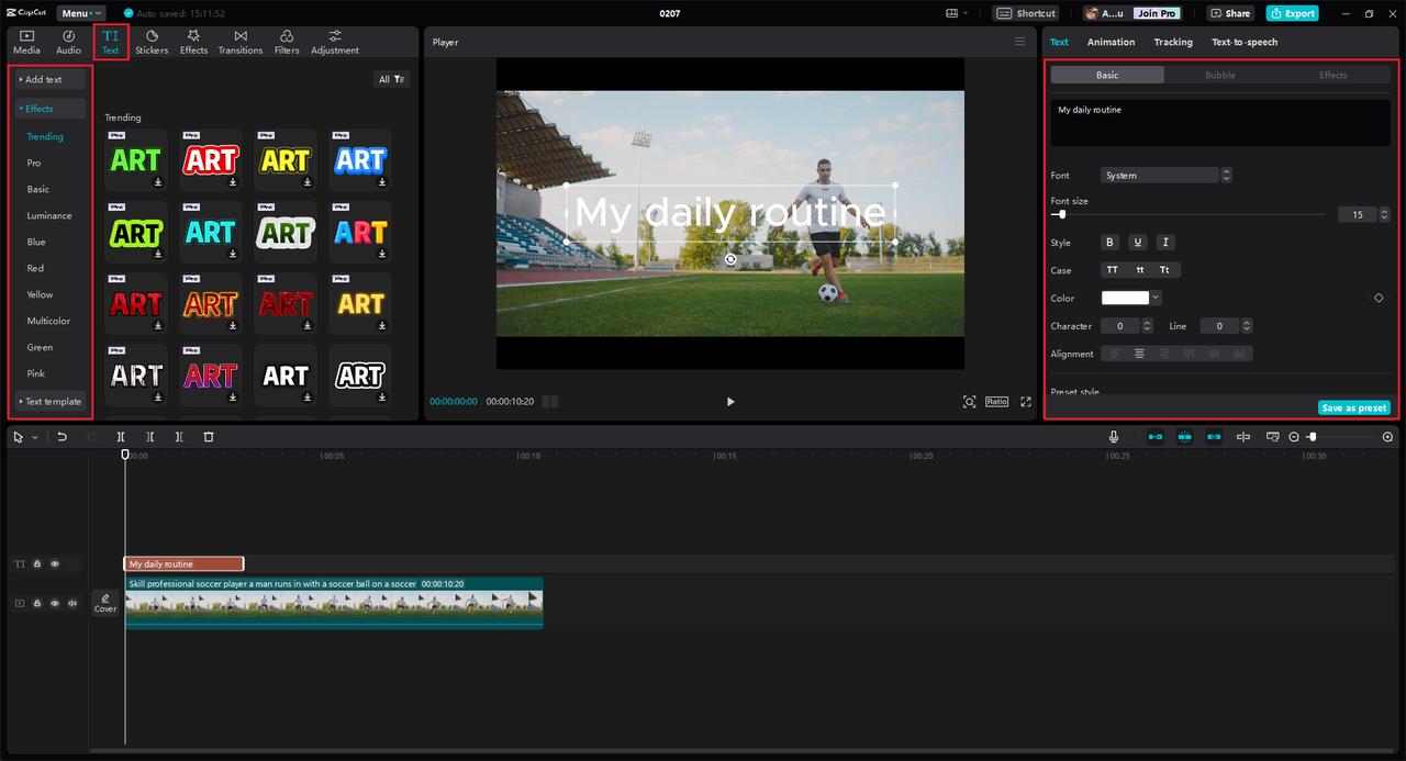 Add in the text in the text box