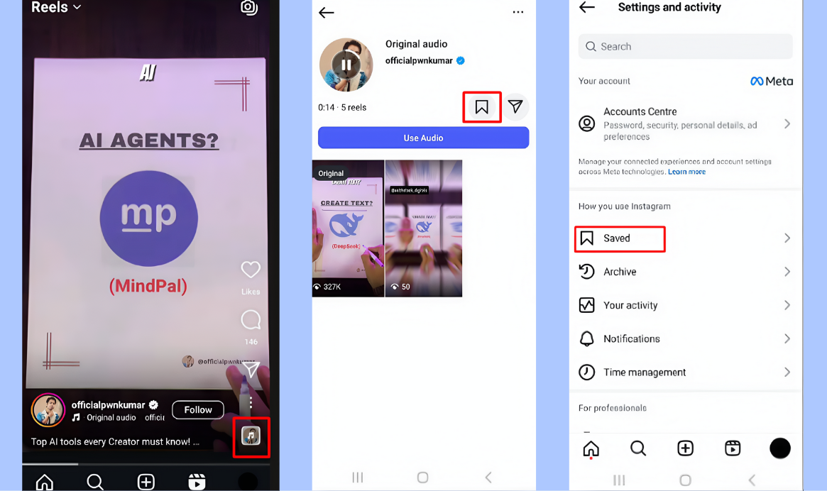 Enregistrer l'audio d'Instagram Reels