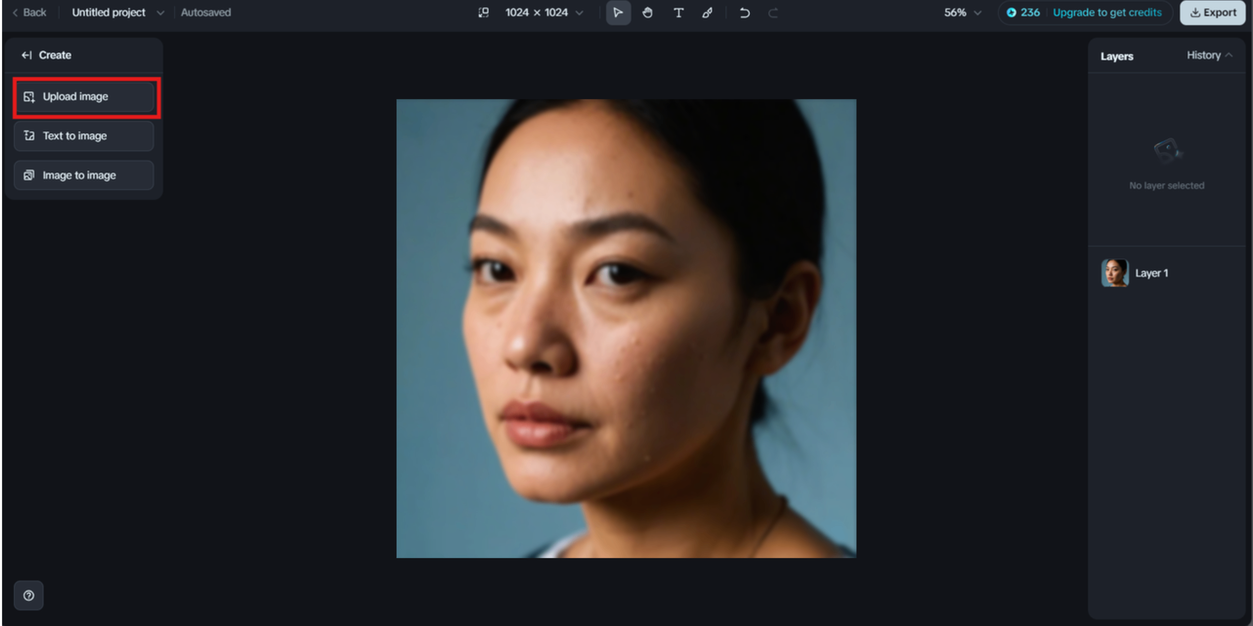 Carica la tua foto per migliorare automaticamente con AI
