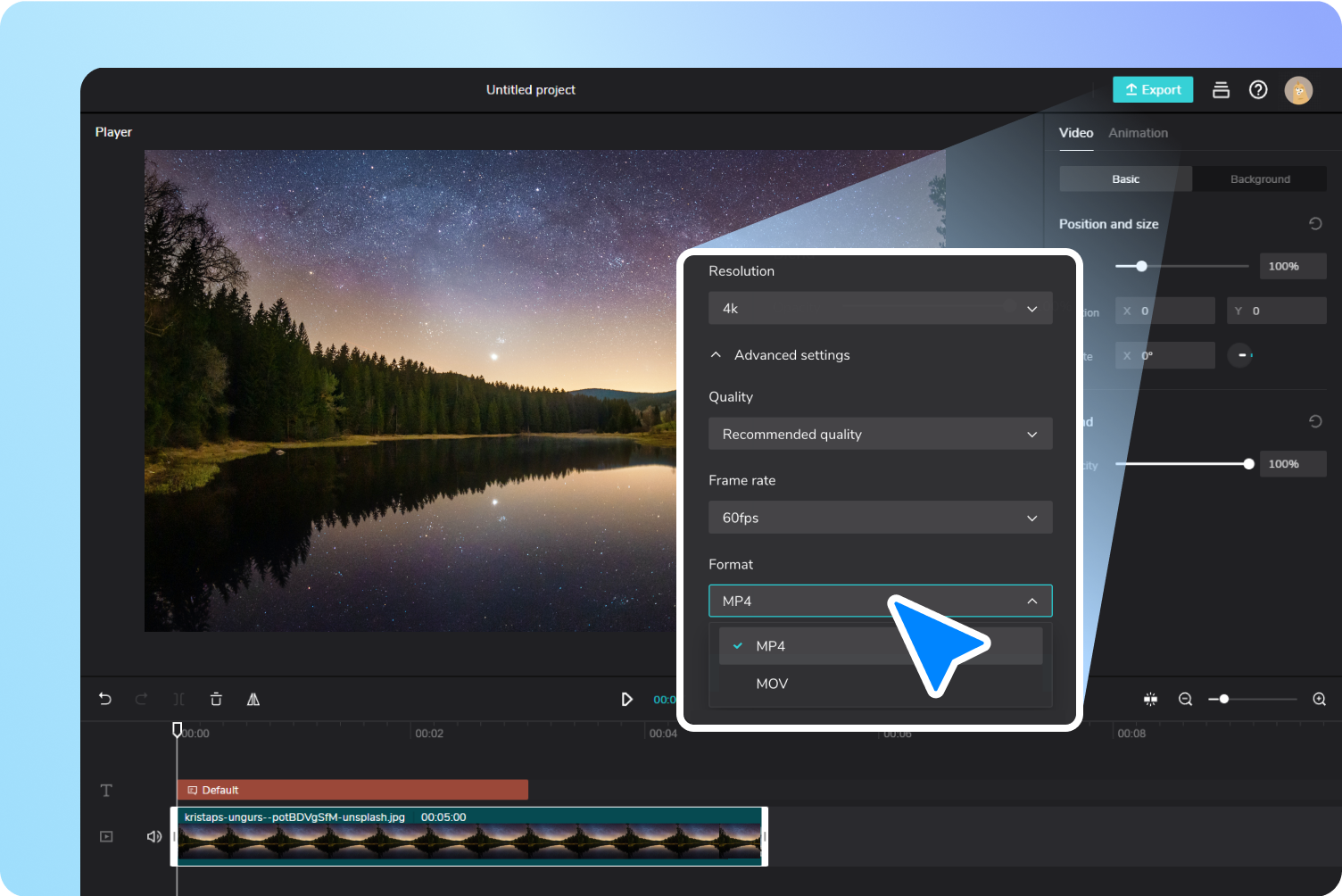 Step 2: Change the video format