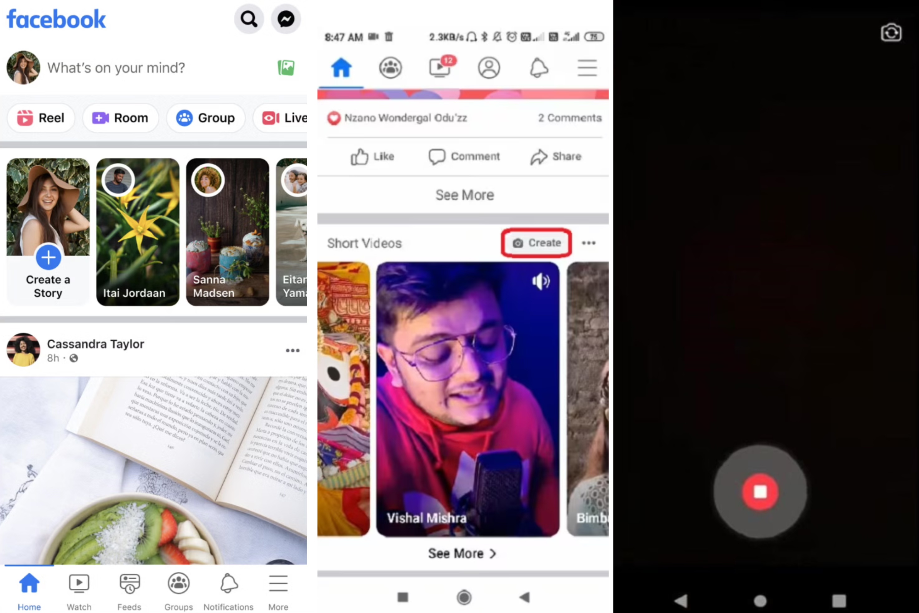 Facebook 'ta makaraları ve kısa videoları kaydetme