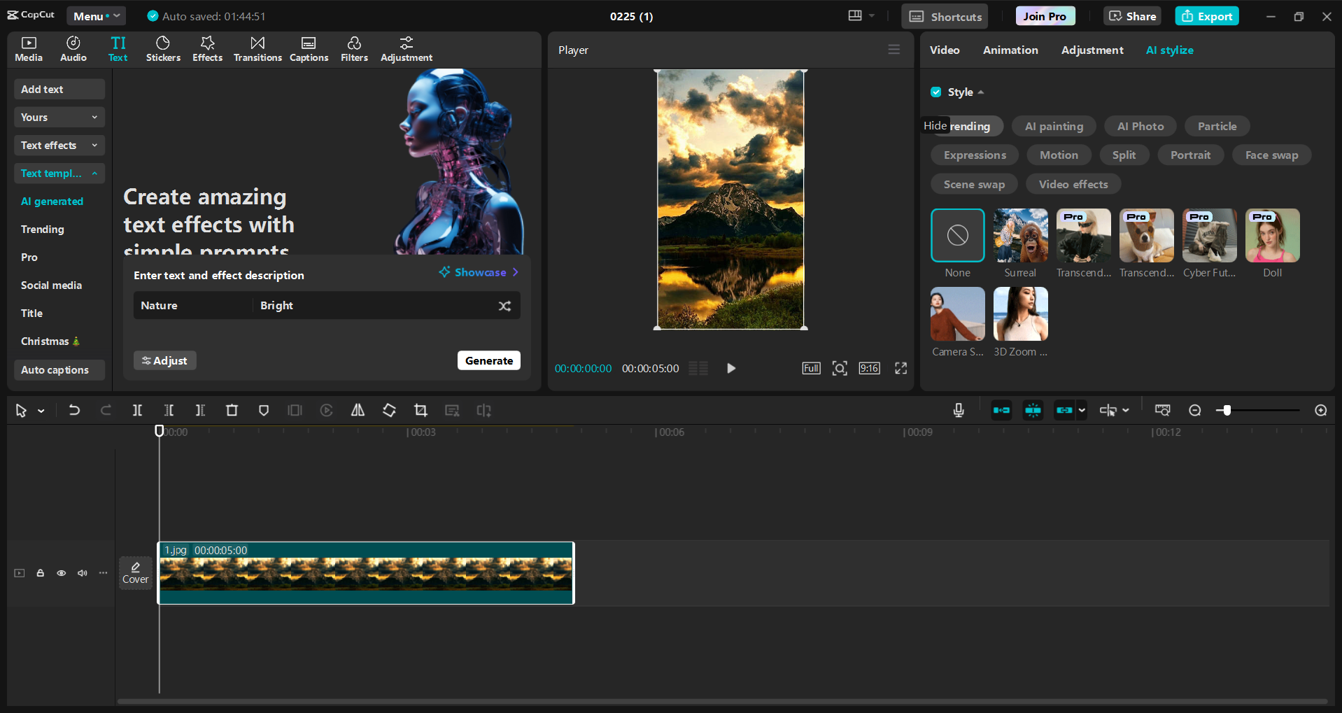 Interface of the CapCut desktop video editor - a tool to make stunning video edits for increasing total video views on TikTok