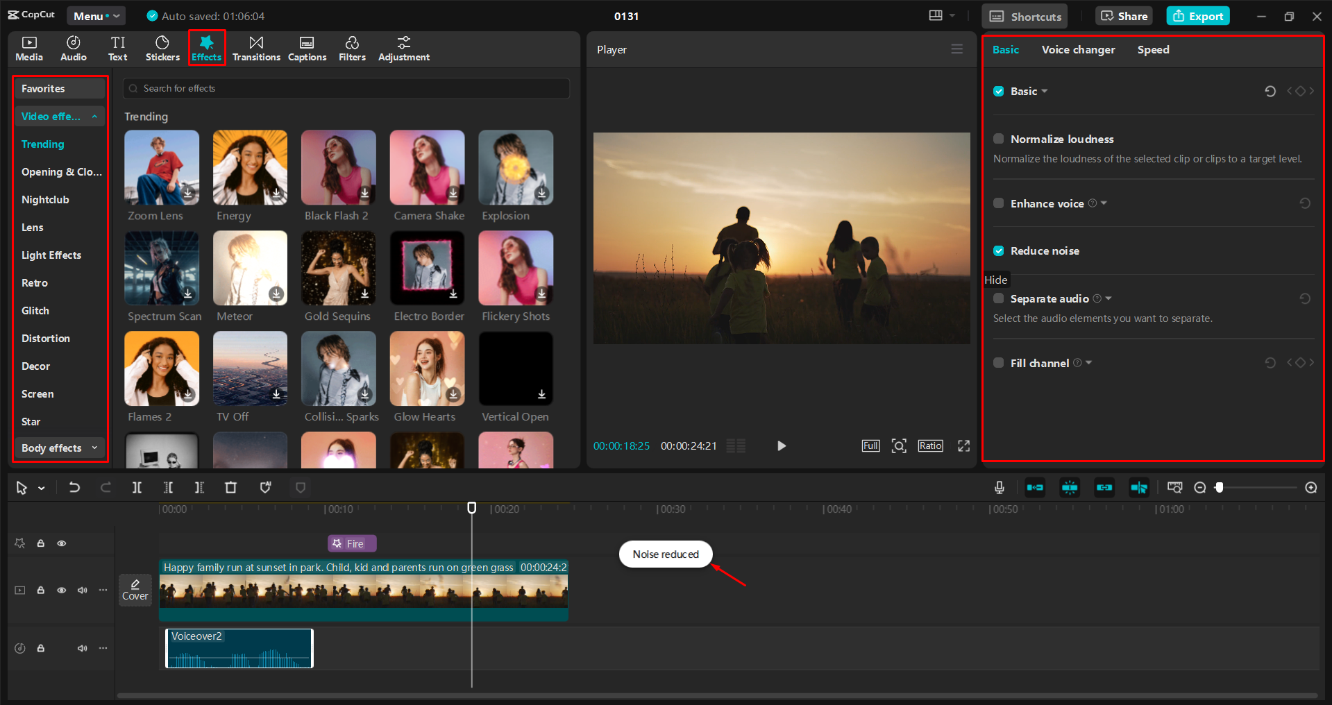 Enhancing a video for YouTube in the CapCut desktop video editor