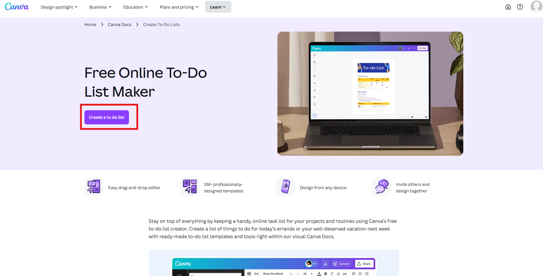 Canva para hacer lista