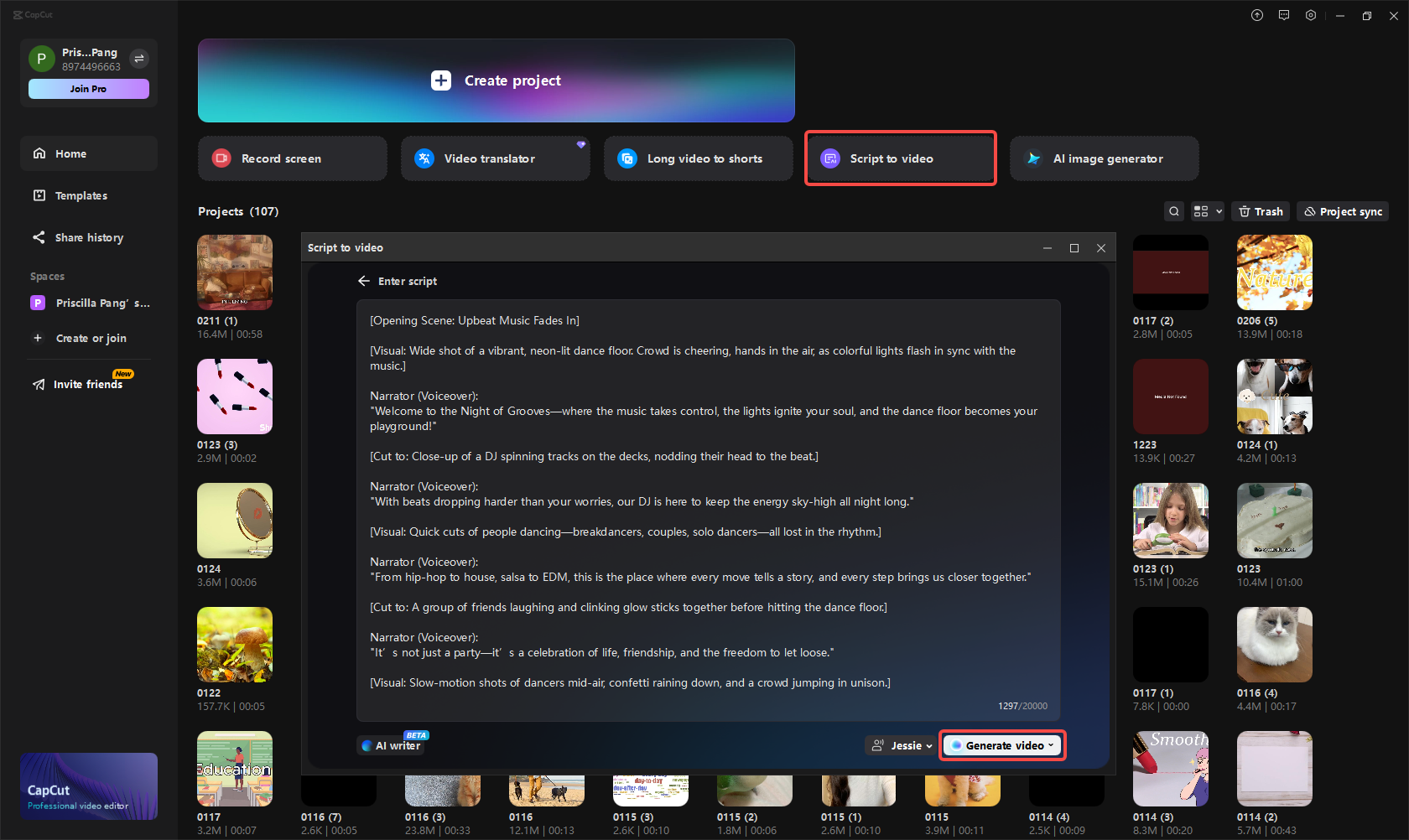 Importovat vygenerovaný skript do CapCut