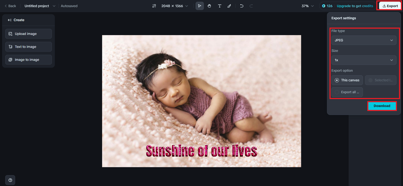 Wyeksportuj i pobierz obraz z napisami