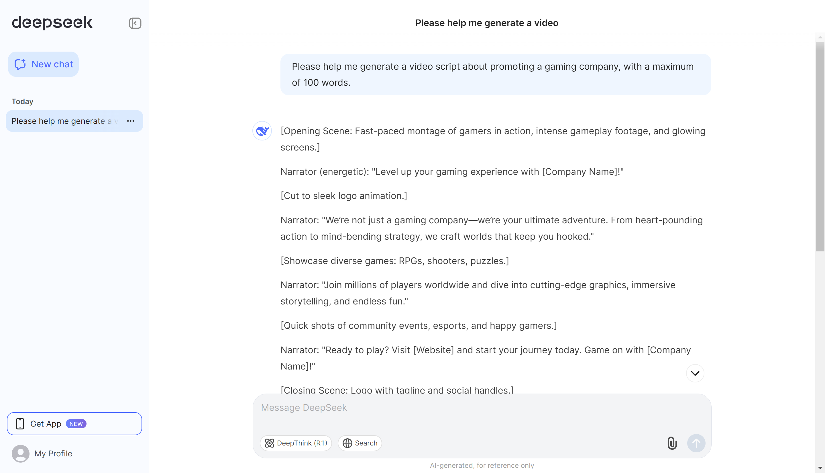 Using DeepSeek to generate engaging scripts