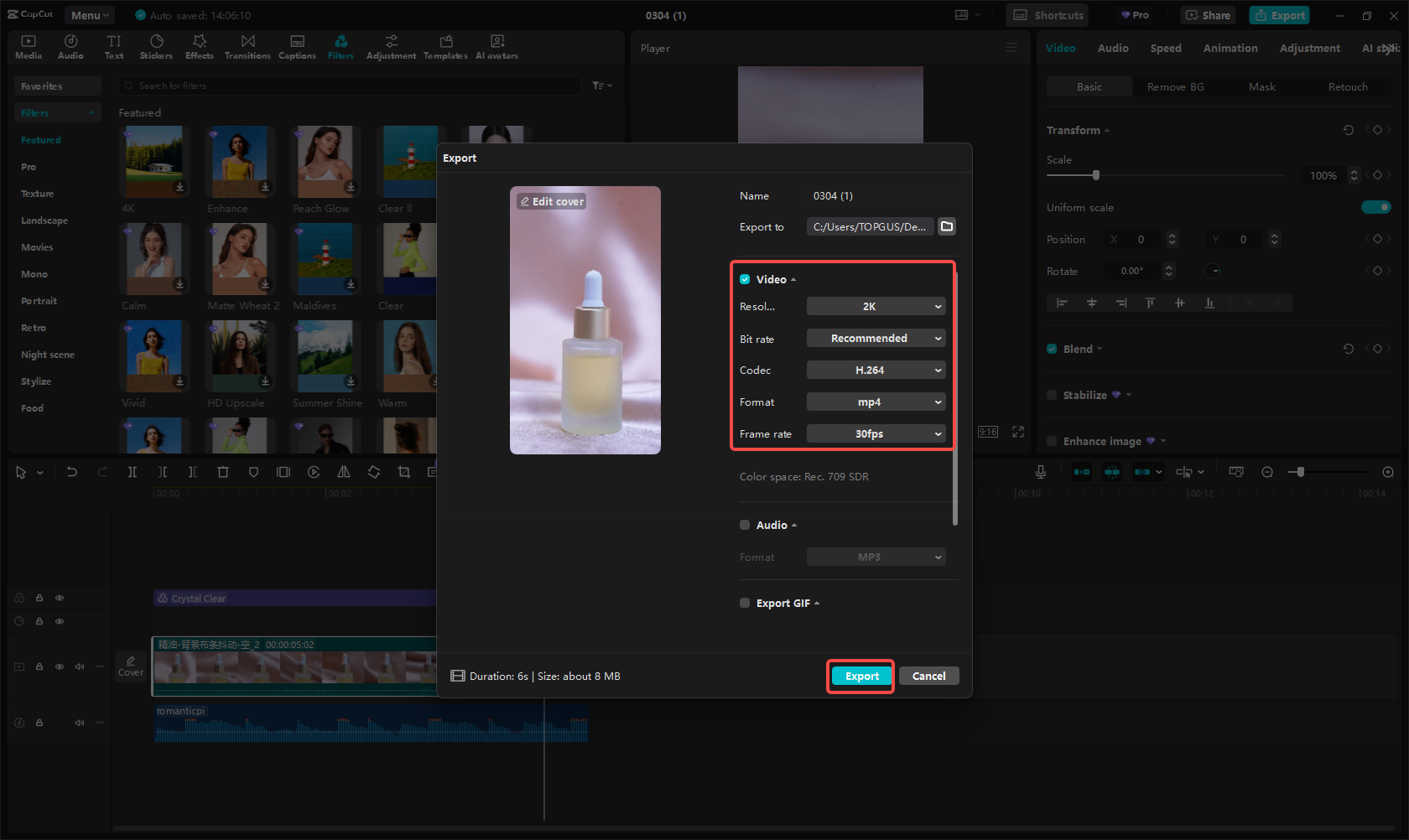 Tekercs exportálása