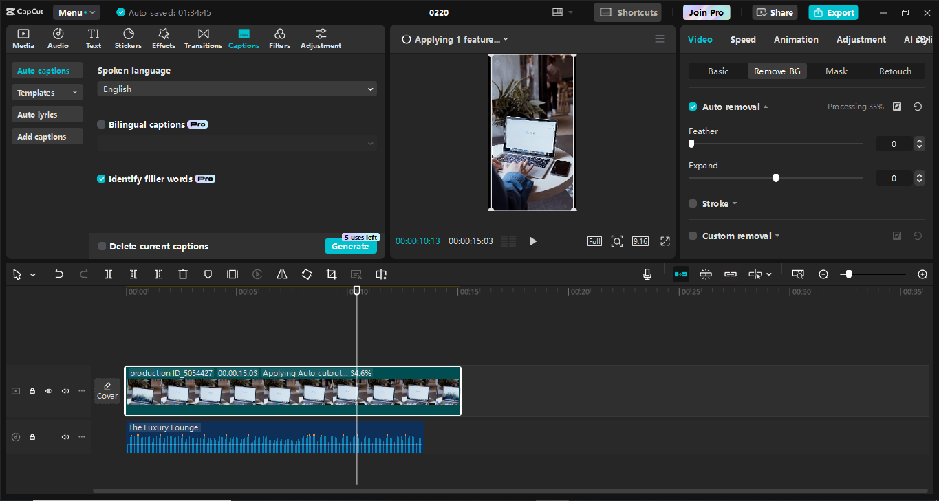 ממשק של עורך וידאו שולחני CapCut - הכלי הטוב ביותר ליצירת סרטוני TikTok