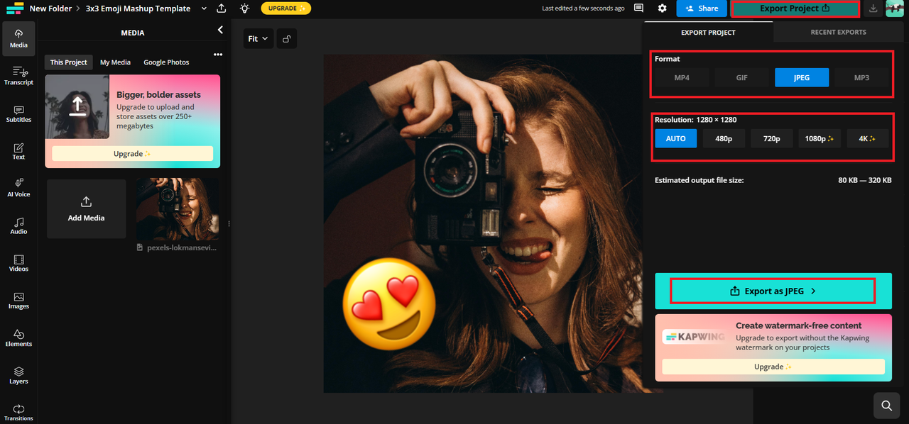 エクスポートオプション