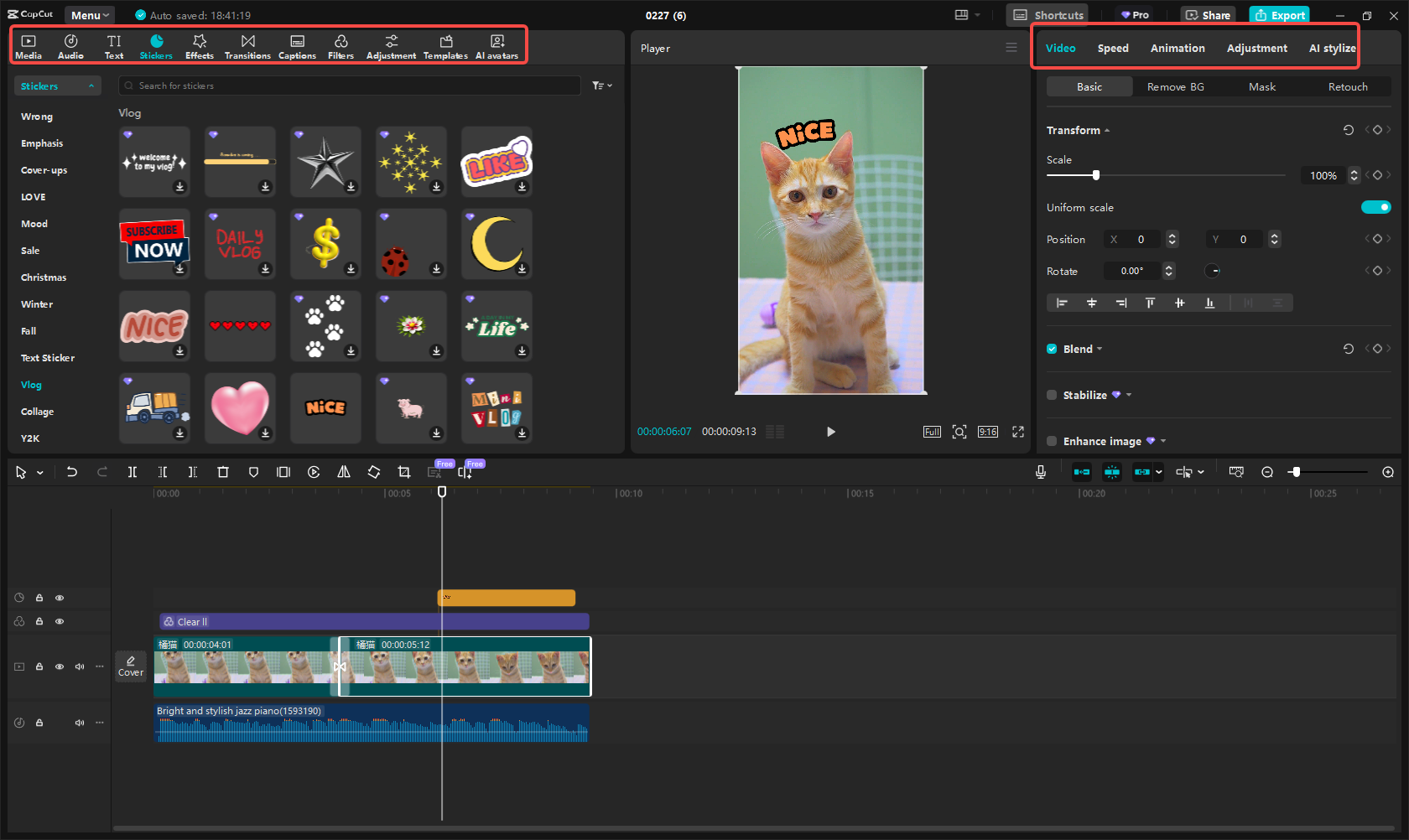 Editing the TikTok video in CapCut