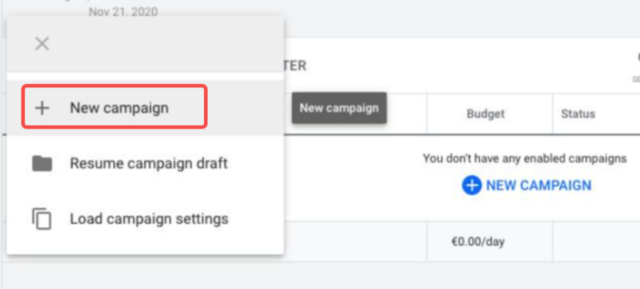 Create a new campaign