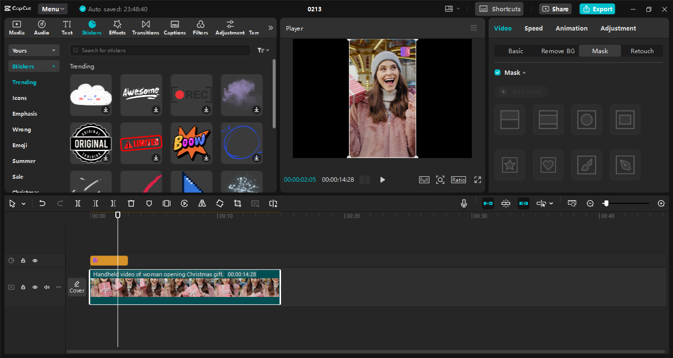 Interfaccia dell' CapCut editor video desktop: lo strumento migliore per rimuovere le filigrane dai rulli di Instagram