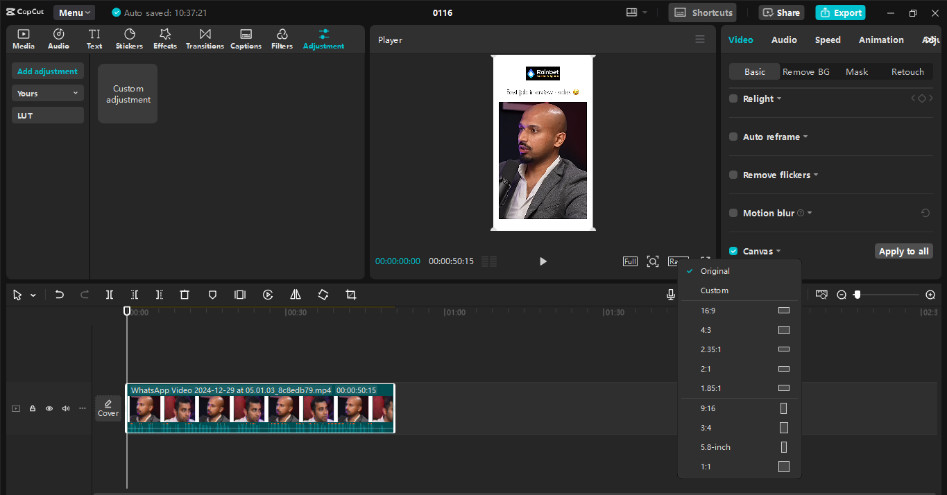 CapCut 데스크톱 비디오 편집기의 인터페이스 - TikTok 및 YouTube Short를 만드는 최고의 소프트웨어