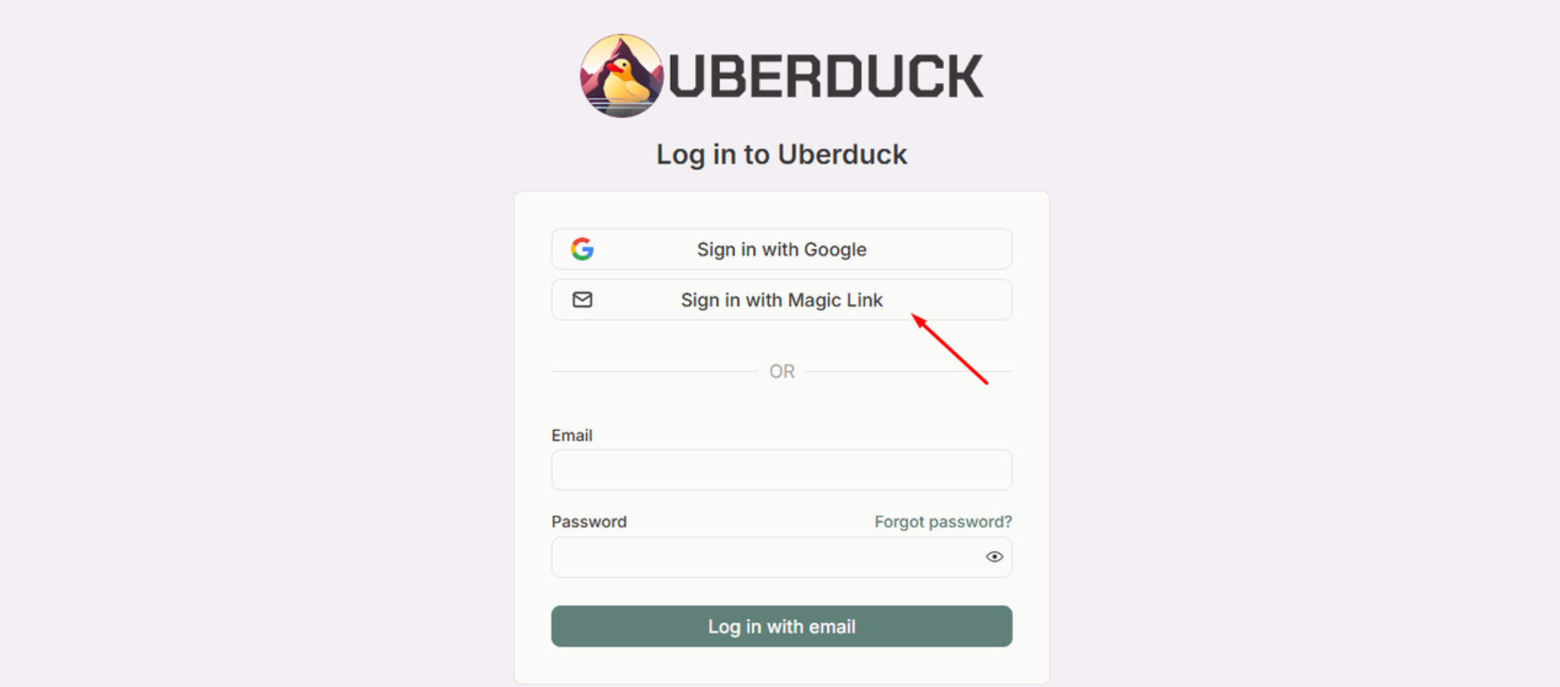 Uberduck website login page for AI rapper voice generation