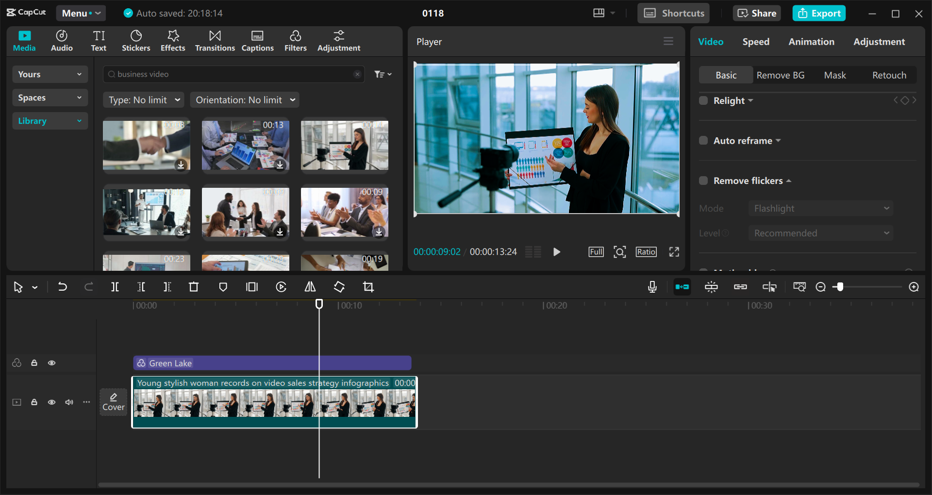 The interface of CapCut desktop video editor - reliable software to get the business presentation video templates