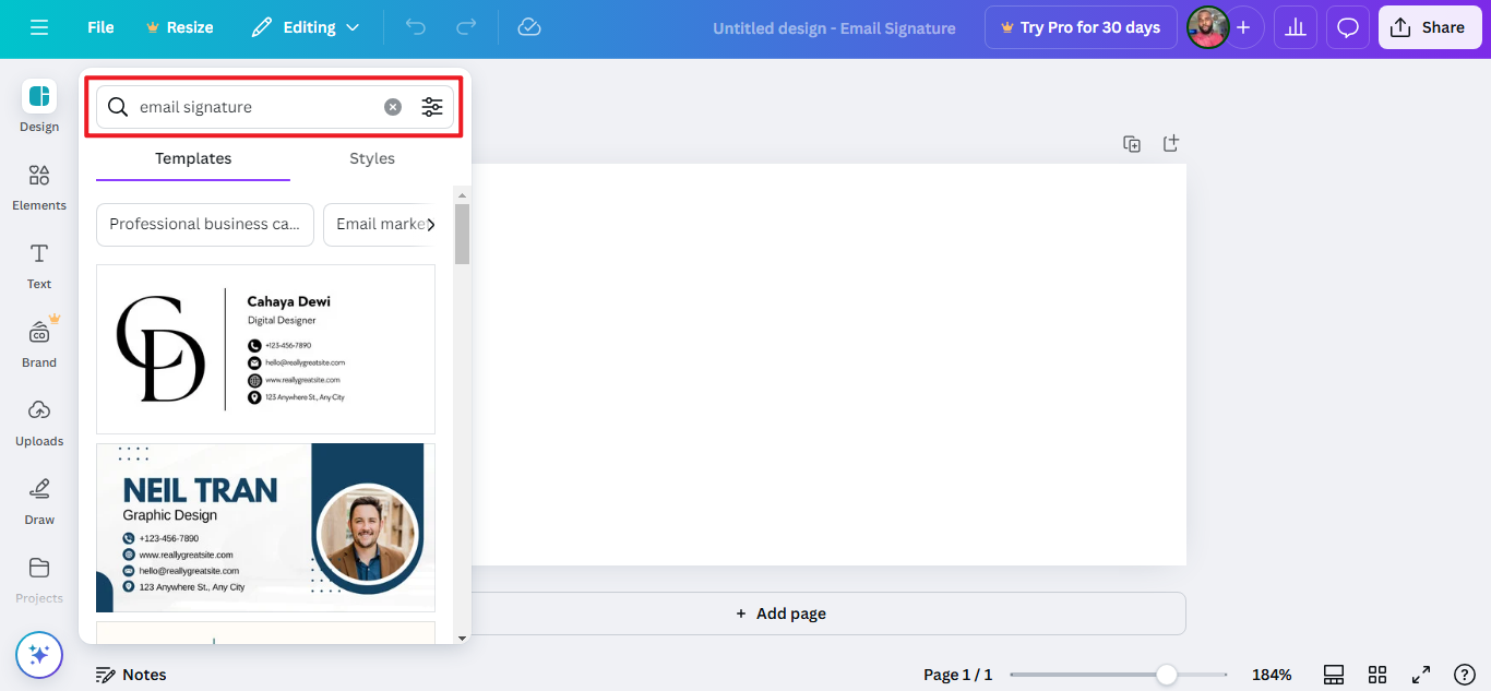 create email signature image with Canva