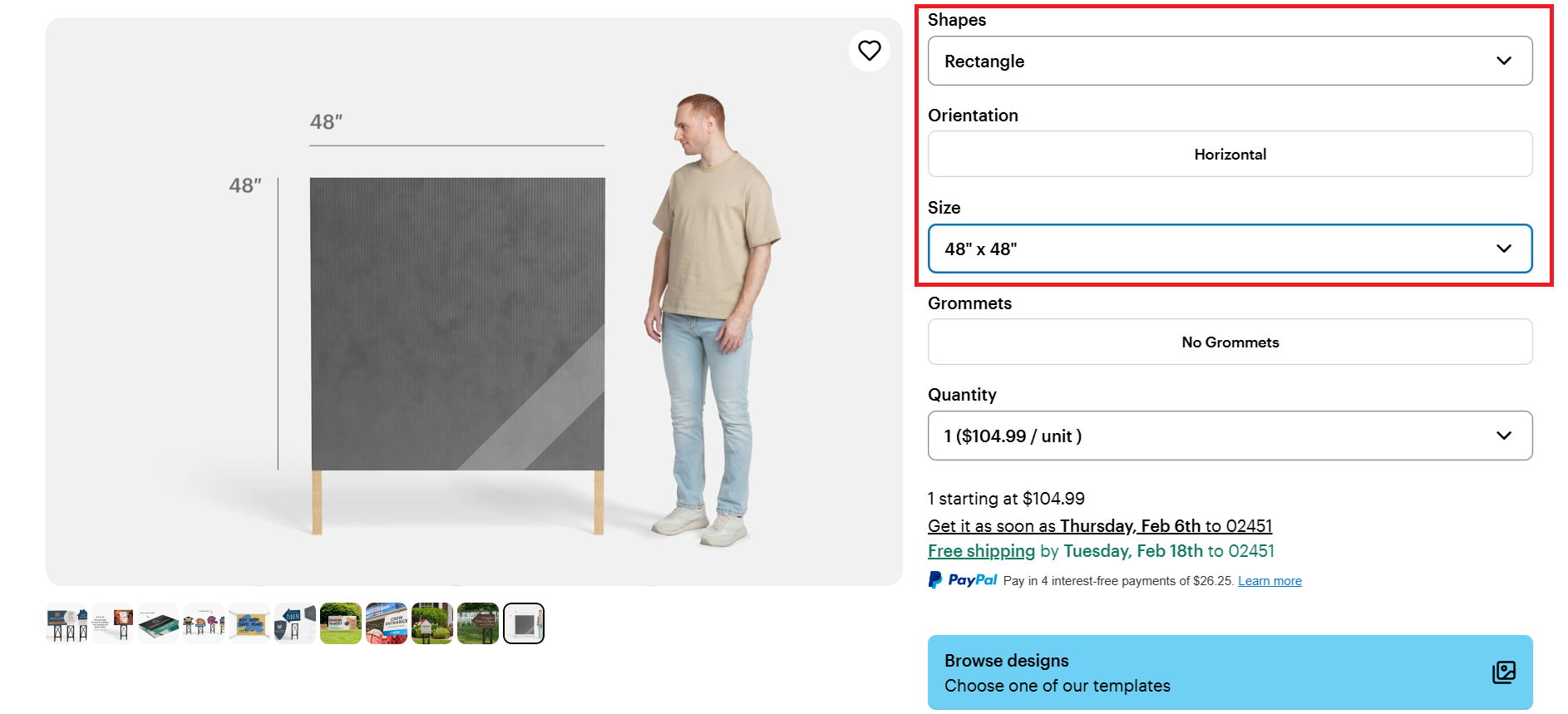 เลือกรูปร่างและขนาดของป้ายสนาม