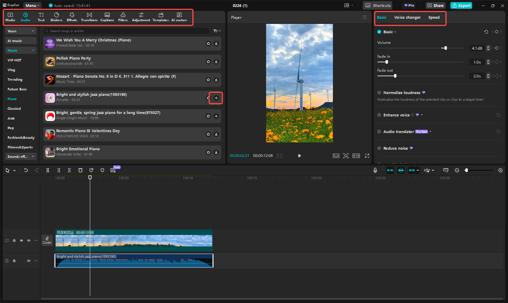 Add music and sync with the video