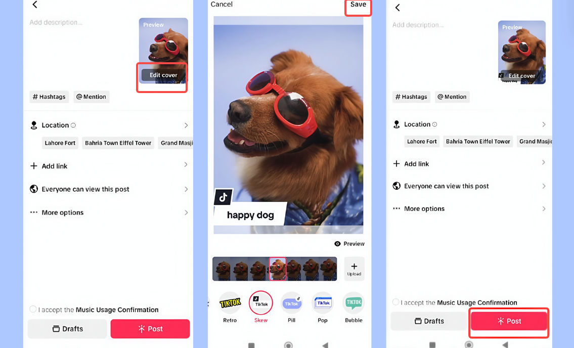 Edit thumbnails on TikTok