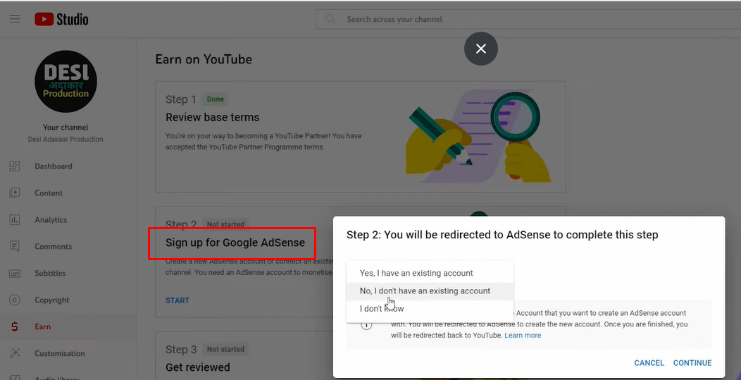 Linking Google AdSense account to start receiving YouTube Shorts payment