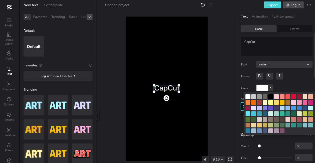 CapCut online color picker