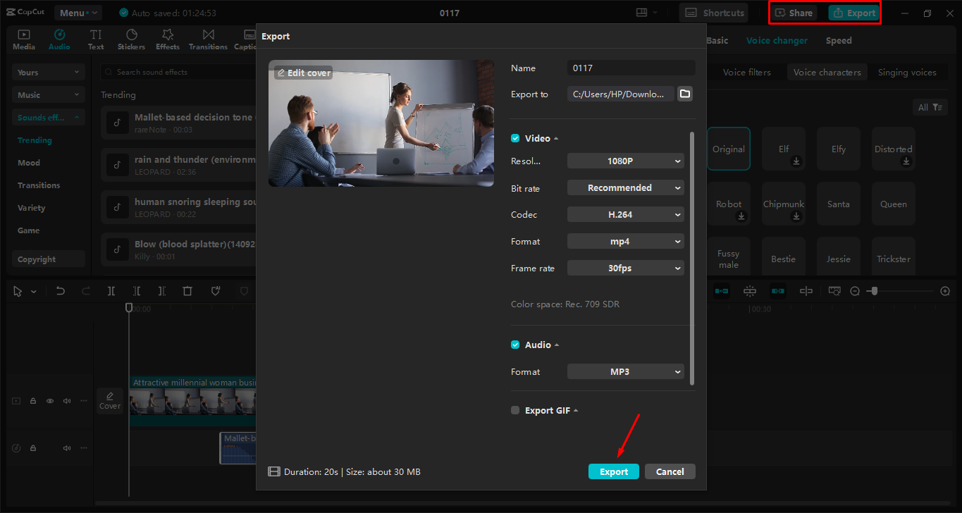 Eksportowanie wideo po edycji w CapCut komputerowym edytorze wideo