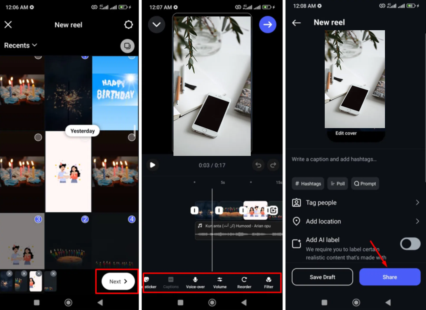 Image showing how to make Instagram reels for business