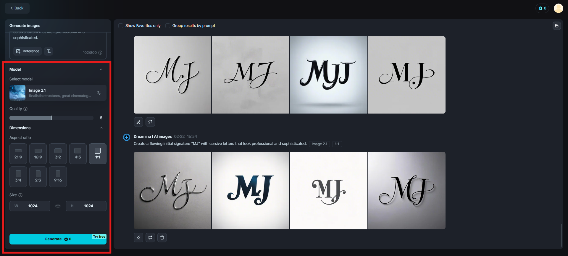 Ajustar configurações e gerar