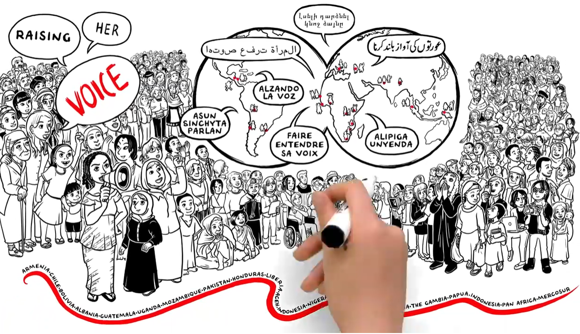 Oxfam's "Raising Her Voice" whiteboard explainers video animation
