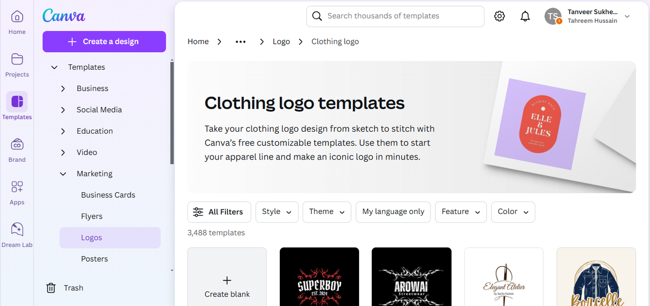 Canva 인터페이스