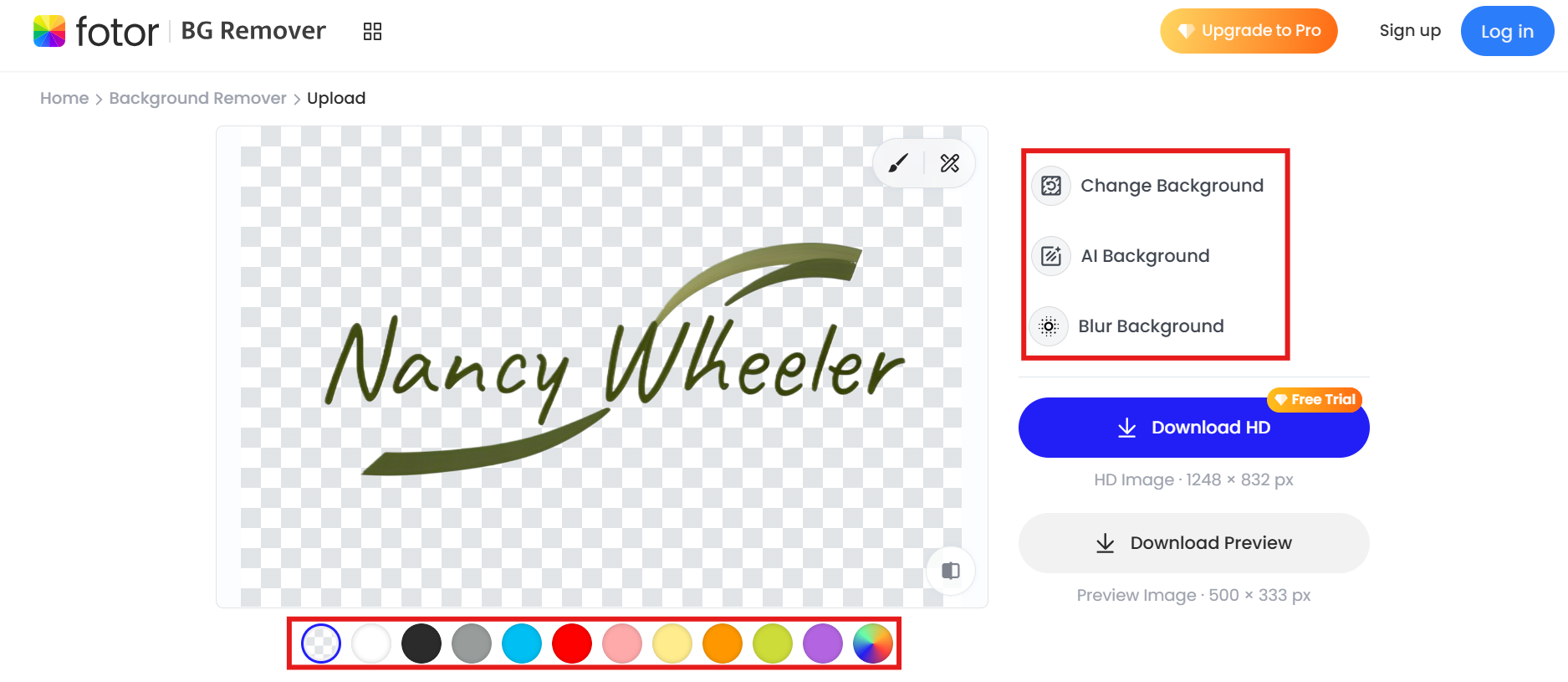 Obter assinatura no fundo transparente