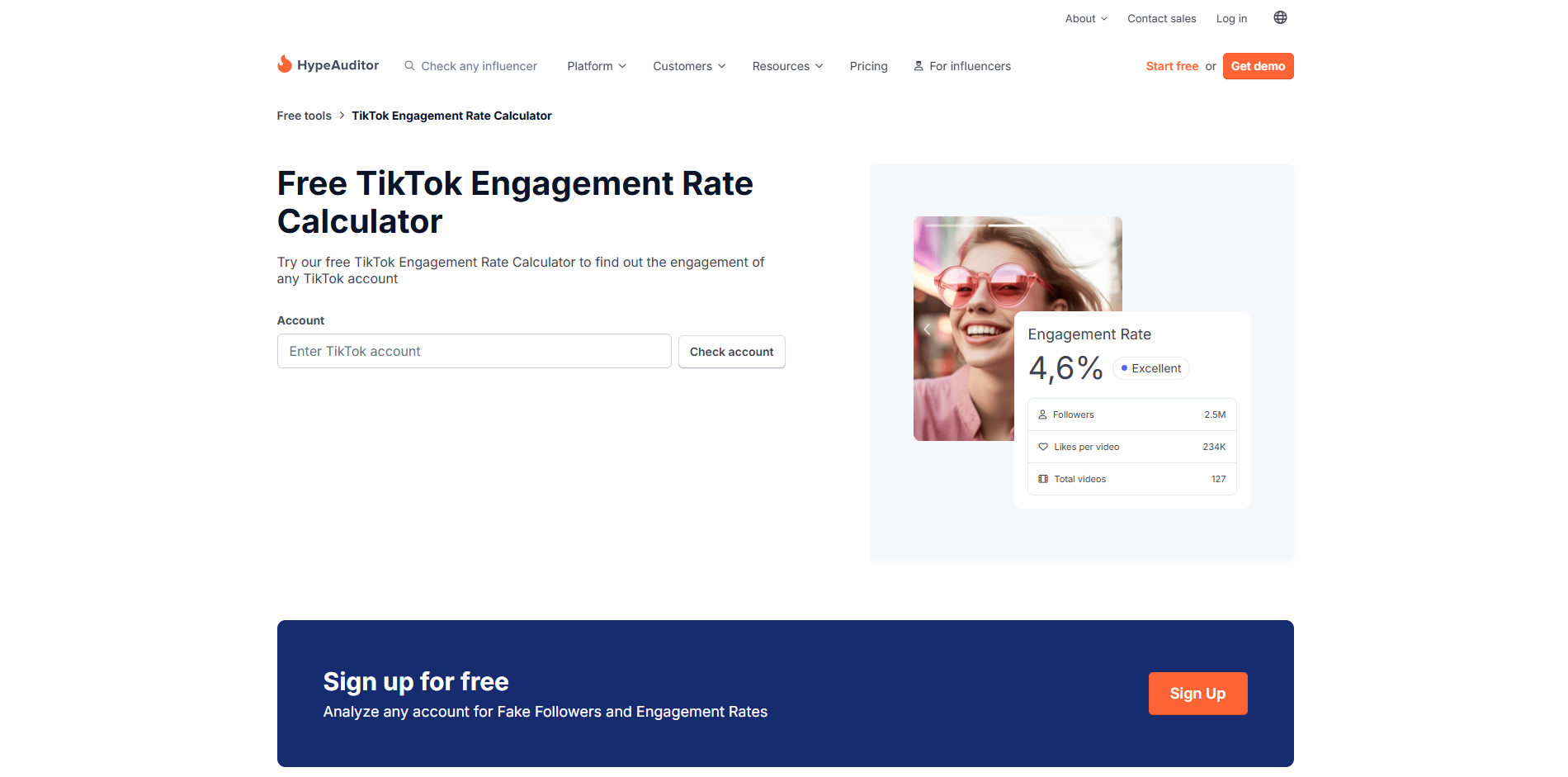 Интерфейс HypeAuditor - простой способ расчета вовлеченности TikTok