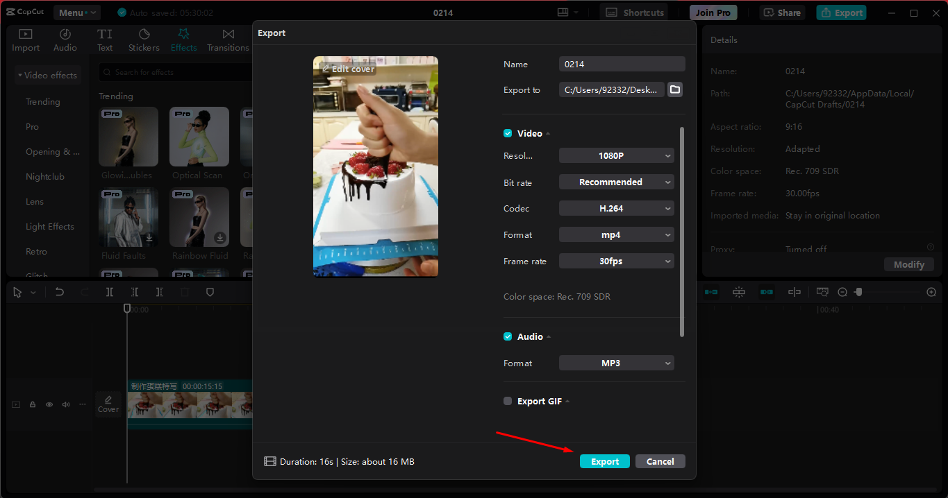 Exporting high-quality video from the CapCut desktop video editor