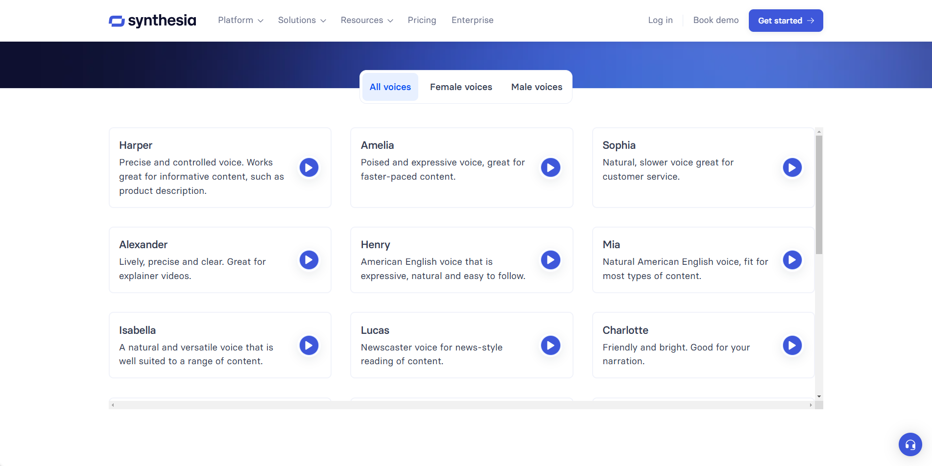 Interface do Synthesia